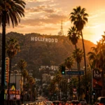 Hollywood Hills and Los Angeles skyline at sunset, representing private acting coaching and the LA acting industry.